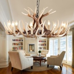 Designer Touch Decorative 9 Light Rustic Artistic Retro Antler Vintage Chandelier