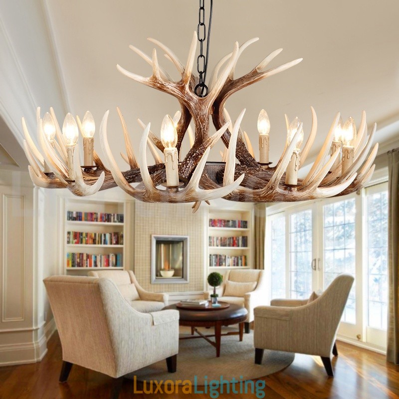 Designer Touch Decorative 9 Light Rustic Artistic Retro Antler Vintage Chandelier