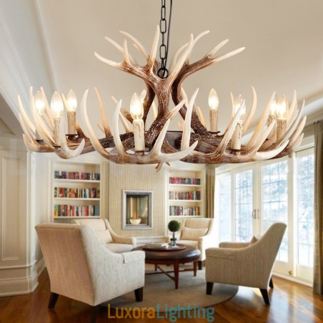 Designer Touch Decorative 9 Light Rustic Artistic Retro Antler Vintage Chandelier
