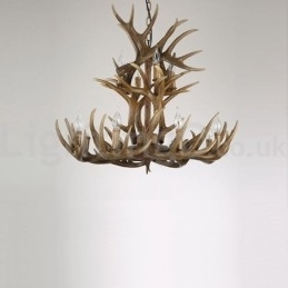 Designer Touch Decorative 12 Light 2 Ties Rustic Artistic Retro Antler Vintage Chandelier