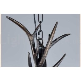 Designer Touch Decorative 6 Light Rustic Artistic Retro Antler Black Vintage Chandelier