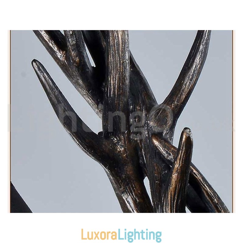 Designer Touch Decorative 6 Light Rustic Artistic Retro Antler Black Vintage Chandelier