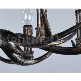 Designer Touch Decorative 6 Light Rustic Artistic Retro Antler Black Vintage Chandelier