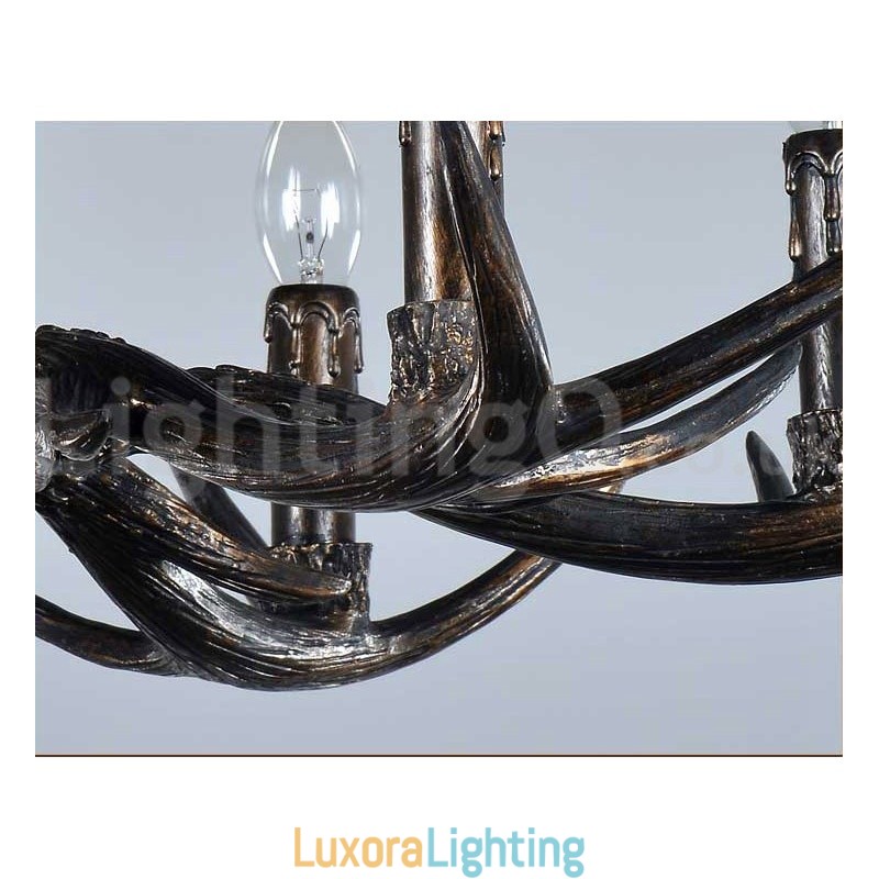 Designer Touch Decorative 6 Light Rustic Artistic Retro Antler Black Vintage Chandelier