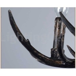 Designer Touch Decorative 6 Light Rustic Artistic Retro Antler Black Vintage Chandelier