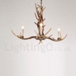 Designer Touch Decorative 3 Light Rustic Artistic Retro Antler Vintage Candle Chandelier