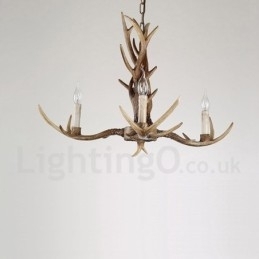 Designer Touch Decorative 3 Light Rustic Artistic Retro Antler Vintage Candle Chandelier