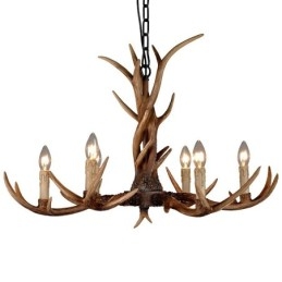 Designer Touch Decorative 6 Light Rustic Artistic Retro Antler Vintage Candle Chandelier