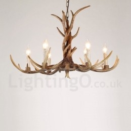 Designer Touch Decorative 6 Light Rustic Artistic Retro Antler Vintage Candle Chandelier