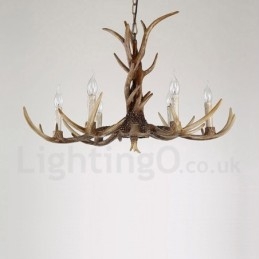 Designer Touch Decorative 6 Light Rustic Artistic Retro Antler Vintage Candle Chandelier