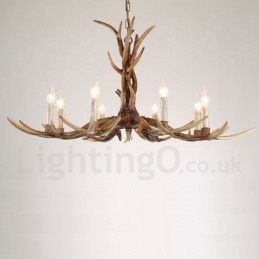 Designer Touch Decorative 8 Light Rustic Artistic Retro Antler Vintage Candle Chandelier