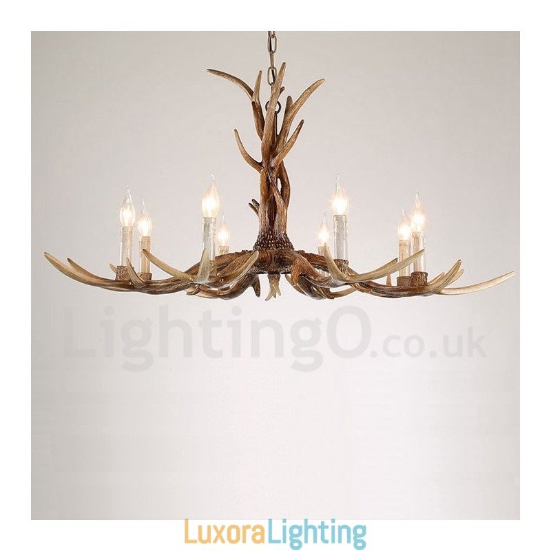Designer Touch Decorative 8 Light Rustic Artistic Retro Antler Vintage Candle Chandelier