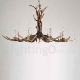Designer Touch Decorative 8 Light Rustic Artistic Retro Antler Vintage Candle Chandelier