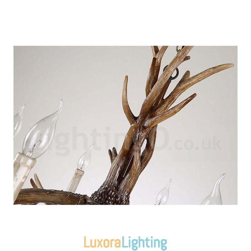 Designer Touch Decorative 8 Light Rustic Artistic Retro Antler Vintage Candle Chandelier