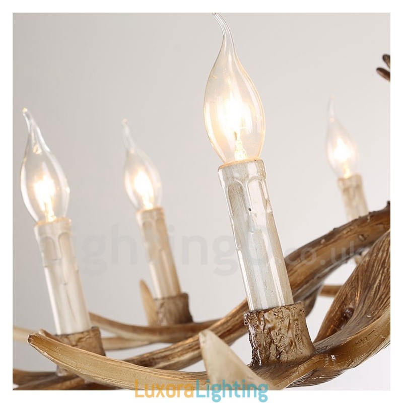 Designer Touch Decorative 8 Light Rustic Artistic Retro Antler Vintage Candle Chandelier