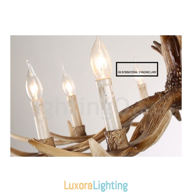 Designer Touch Decorative 8 Light Rustic Artistic Retro Antler Vintage Candle Chandelier