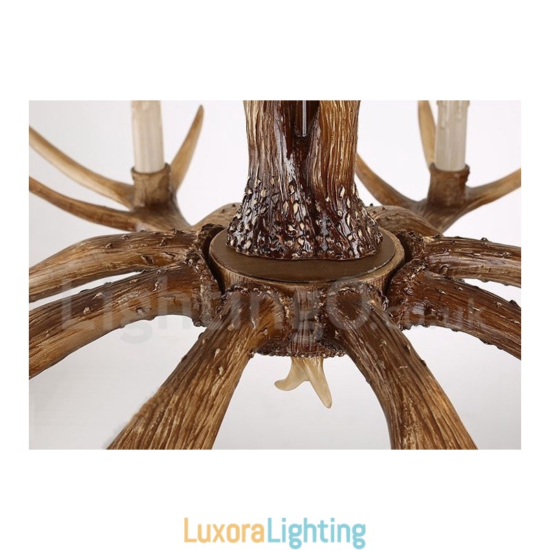 Designer Touch Decorative 8 Light Rustic Artistic Retro Antler Vintage Candle Chandelier
