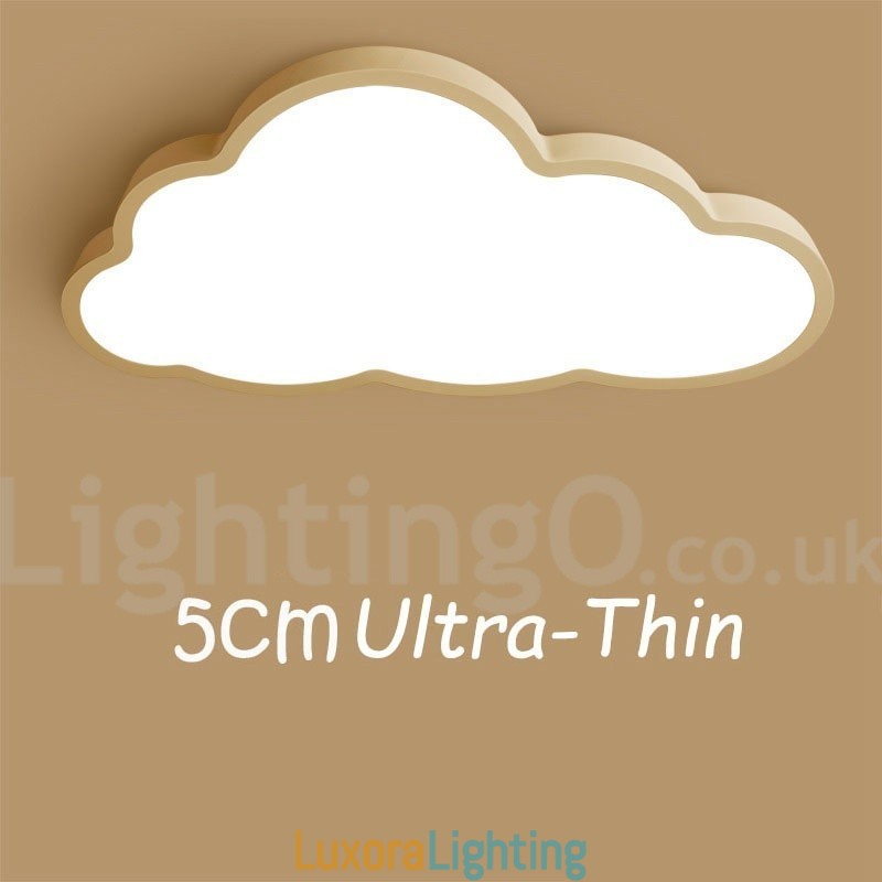 Designer Touch Decorative Ultra Thin Clouds Dimmable Modern Contemporary Nordic Style Flush Mount Ceiling Lights with Acrylic Shade with Remote Control Also Can Be Used As Wall Light