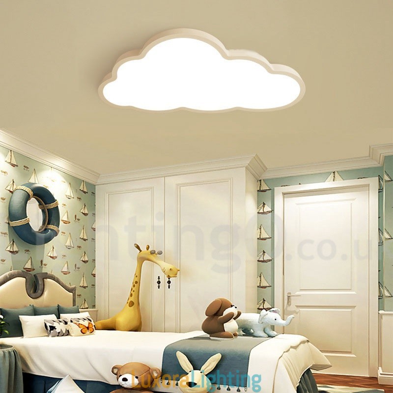 Designer Touch Decorative Ultra Thin Clouds Dimmable Modern Contemporary Nordic Style Flush Mount Ceiling Lights with Acrylic Shade with Remote Control Also Can Be Used As Wall Light