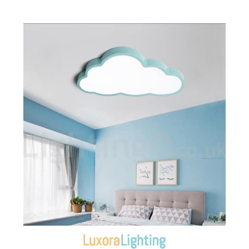 Designer Touch Decorative Ultra Thin Clouds Dimmable Modern Contemporary Nordic Style Flush Mount Ceiling Lights with Acrylic Shade with Remote Control Also Can Be Used As Wall Light