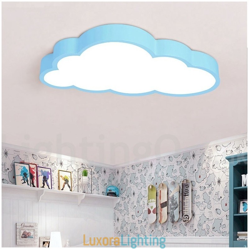 Designer Touch Decorative Ultra Thin Clouds Dimmable Modern Contemporary Nordic Style Flush Mount Ceiling Lights with Acrylic Shade with Remote Control Also Can Be Used As Wall Light