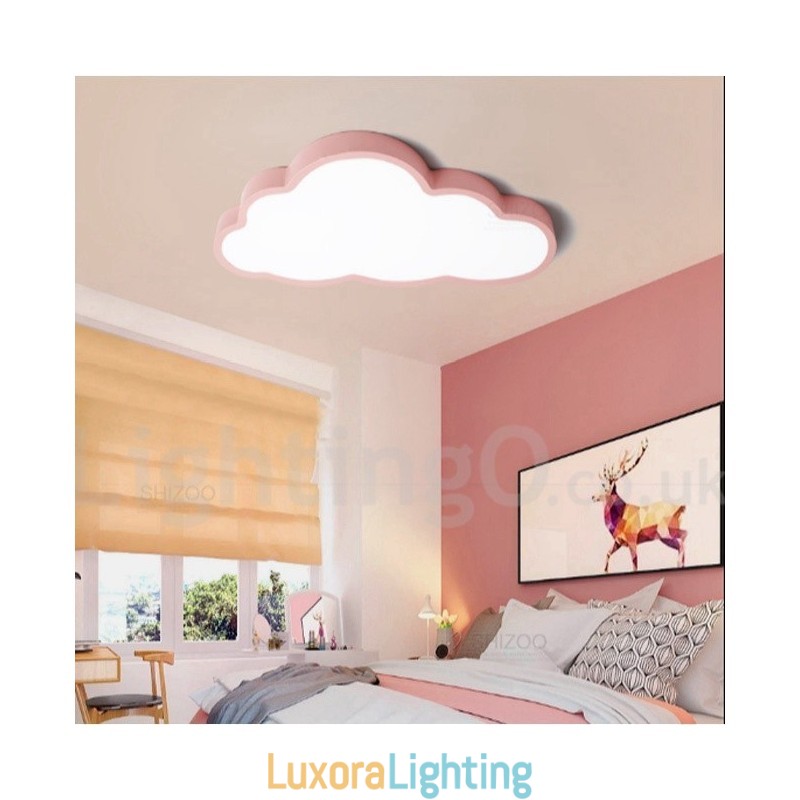 Designer Touch Decorative Ultra Thin Clouds Dimmable Modern Contemporary Nordic Style Flush Mount Ceiling Lights with Acrylic Shade with Remote Control Also Can Be Used As Wall Light