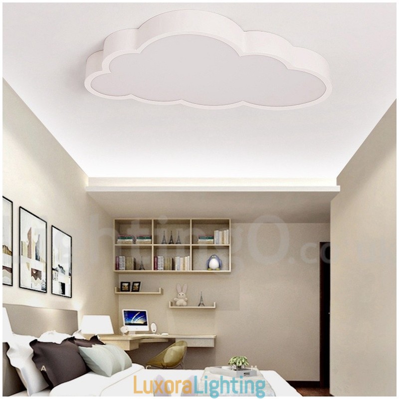 Designer Touch Decorative Ultra Thin Clouds Dimmable Modern Contemporary Nordic Style Flush Mount Ceiling Lights with Acrylic Shade with Remote Control Also Can Be Used As Wall Light