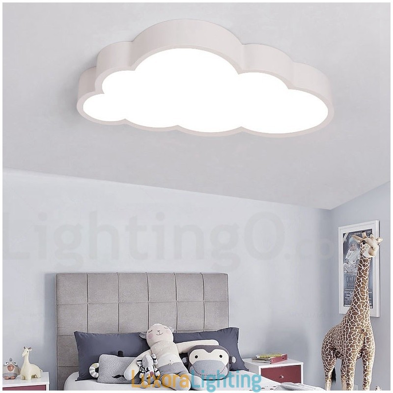 Designer Touch Decorative Ultra Thin Clouds Dimmable Modern Contemporary Nordic Style Flush Mount Ceiling Lights with Acrylic Shade with Remote Control Also Can Be Used As Wall Light