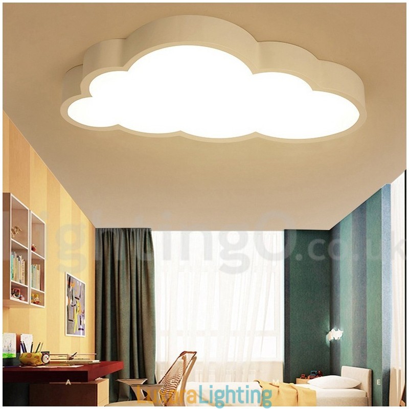 Designer Touch Decorative Ultra Thin Clouds Dimmable Modern Contemporary Nordic Style Flush Mount Ceiling Lights with Acrylic Shade with Remote Control Also Can Be Used As Wall Light