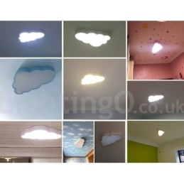 Designer Touch Decorative Ultra Thin Clouds Dimmable Modern Contemporary Nordic Style Flush Mount Ceiling Lights with Acrylic Shade with Remote Control Also Can Be Used As Wall Light