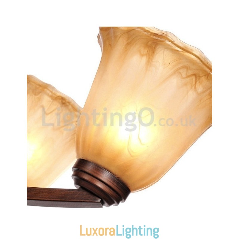 Designer Touch Decorative Rustic 6 bulbs Glass Lamp shade Stainless Chandelier