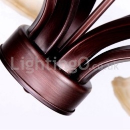 Designer Touch Decorative Rustic 6 bulbs Glass Lamp shade Stainless Chandelier