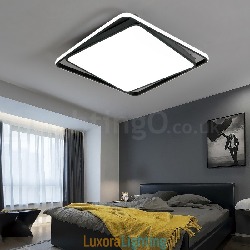 Designer Touch Decorative Modern Exquisite Black White Square Flush Mount Ceiling lamp