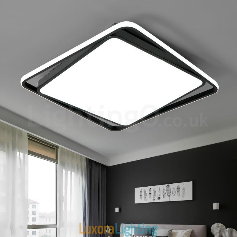 Designer Touch Decorative Modern Exquisite Black White Square Flush Mount Ceiling lamp