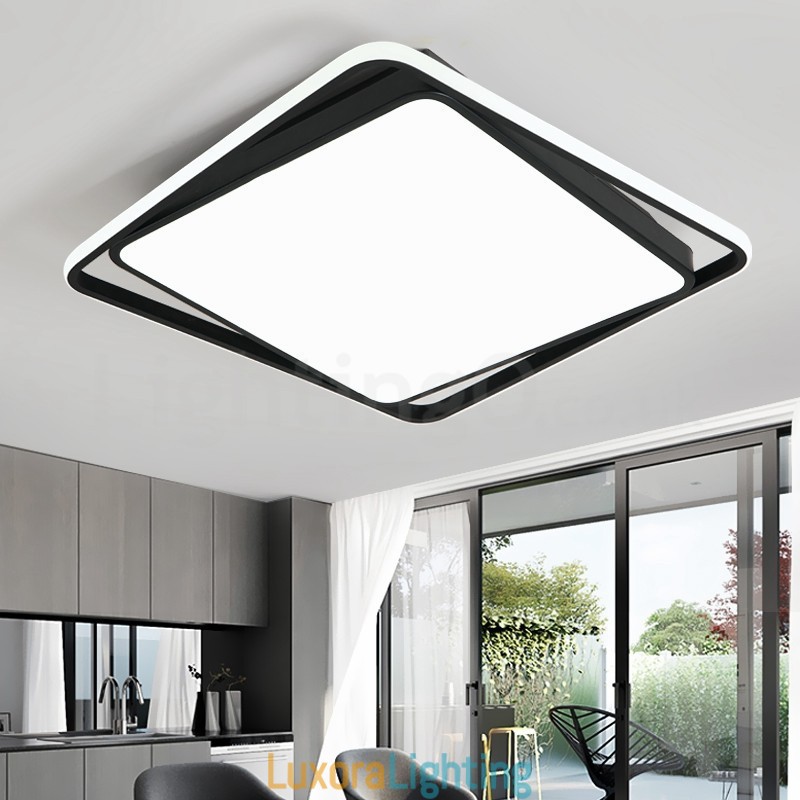 Designer Touch Decorative Modern Exquisite Black White Square Flush Mount Ceiling lamp