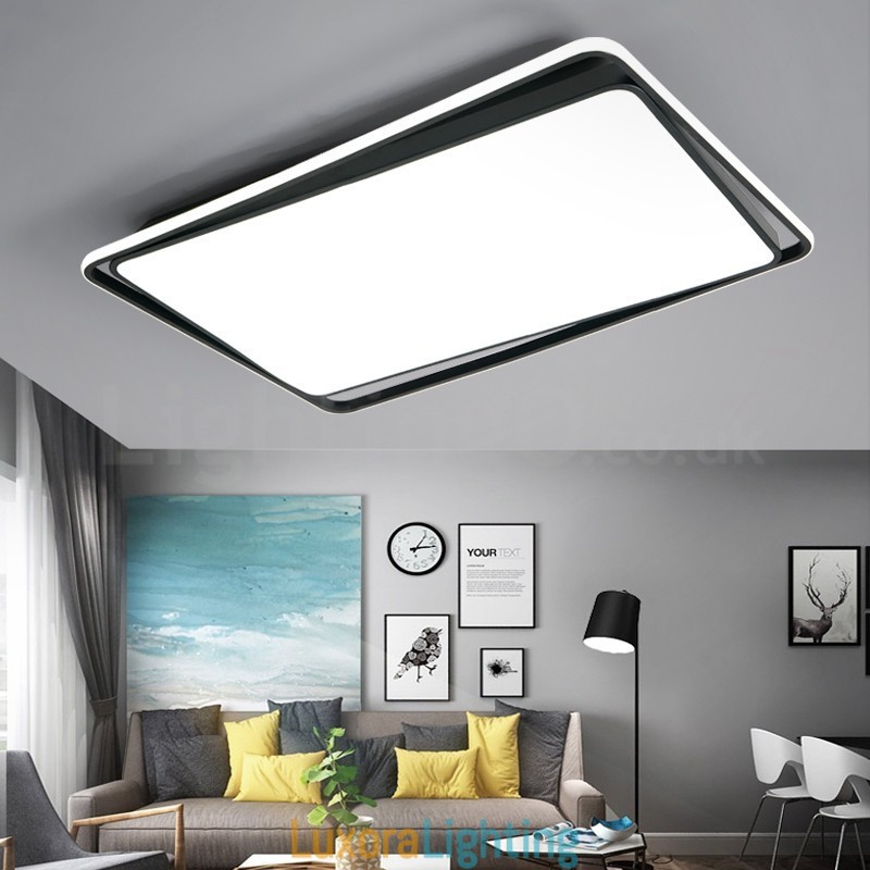 Designer Touch Decorative Modern Fashion Black White Rectangle Flush Mount Ceiling lamp