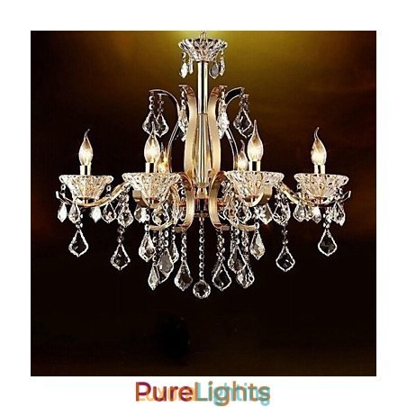 Designer Touch Decorative High Grade Gold Wrought Iron Crystal Chandelier 6 Lights