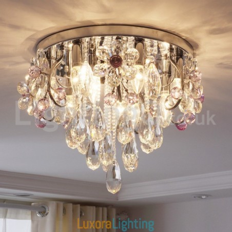 Designer Touch Decorative Luxury Round Crystal Flush Mount Ceiling Lights