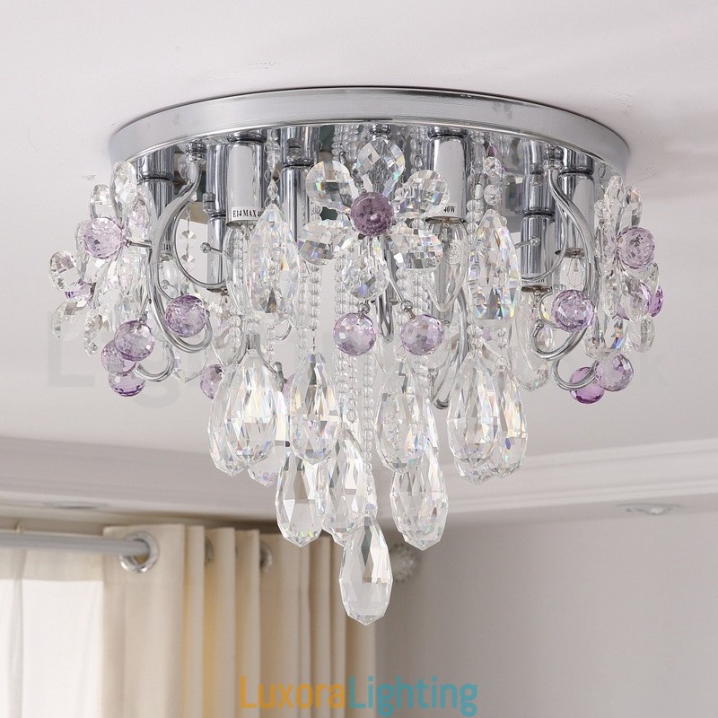 Designer Touch Decorative Luxury Round Crystal Flush Mount Ceiling Lights