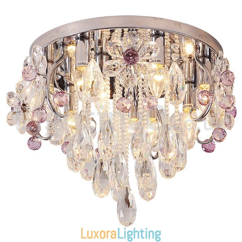 Designer Touch Decorative Luxury Round Crystal Flush Mount Ceiling Lights