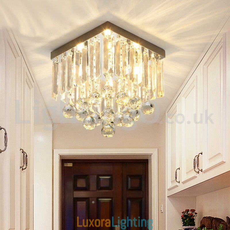 Designer Touch Decorative Modern Square Crystal Flush Mount Ceiling Lights