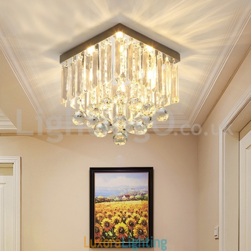 Designer Touch Decorative Modern Square Crystal Flush Mount Ceiling Lights