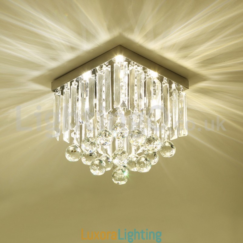 Designer Touch Decorative Modern Square Crystal Flush Mount Ceiling Lights