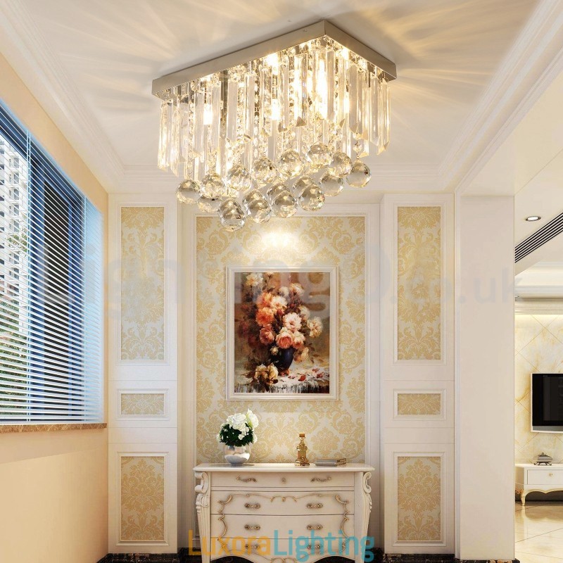Designer Touch Decorative Contemporary Square Crystal Flush Mount Ceiling Lights