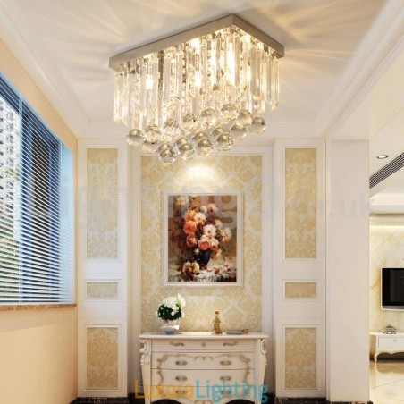 Designer Touch Decorative Contemporary Square Crystal Flush Mount Ceiling Lights