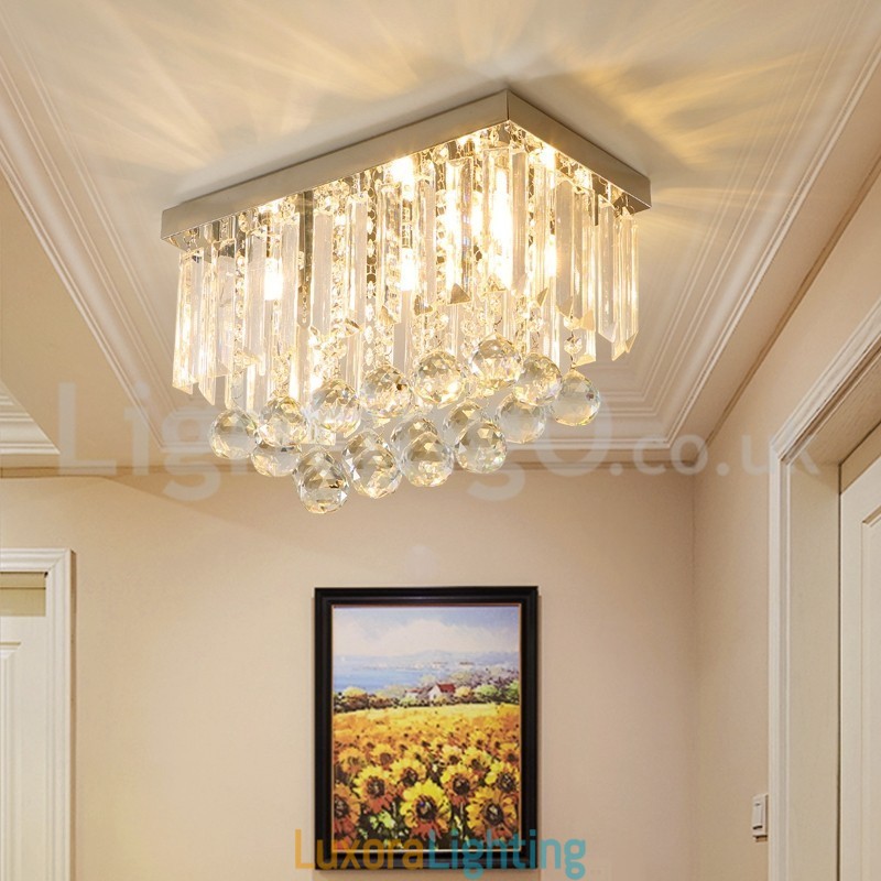 Designer Touch Decorative Contemporary Square Crystal Flush Mount Ceiling Lights
