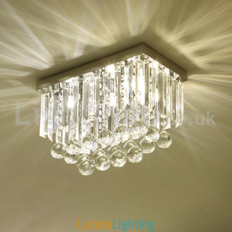 Designer Touch Decorative Contemporary Square Crystal Flush Mount Ceiling Lights