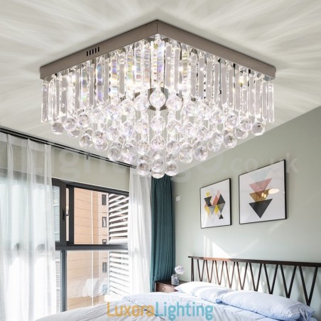 Designer Touch Decorative Contemporary 40CM 50CM Square Crystal Flush Mount Ceiling Lights