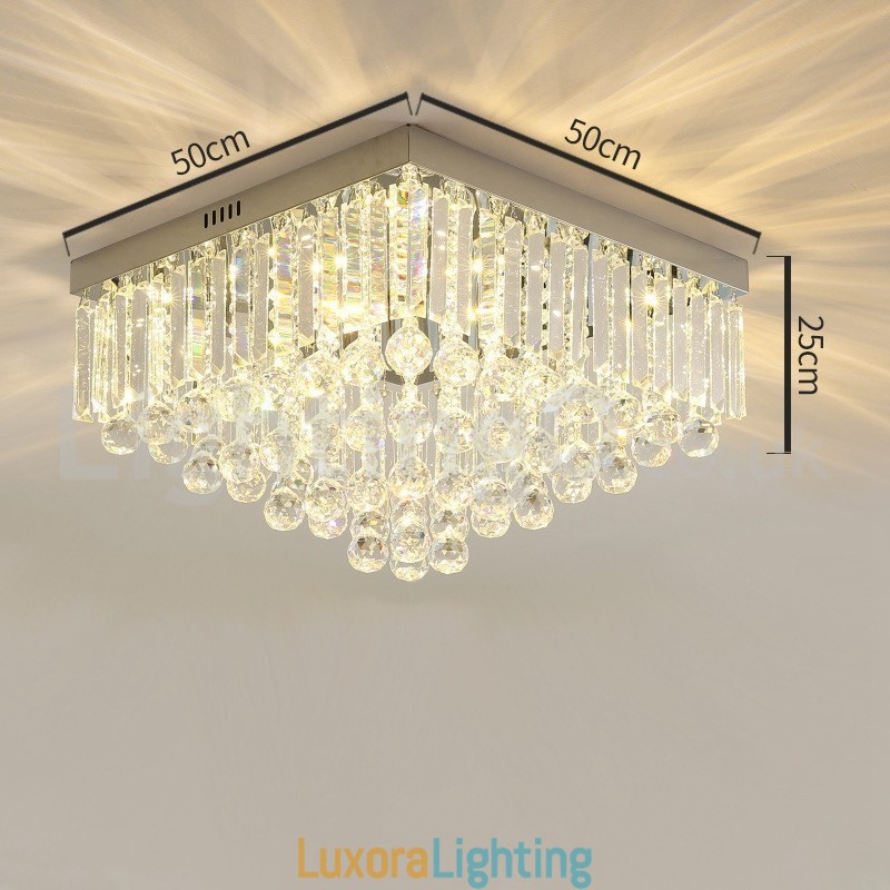 Designer Touch Decorative Contemporary 40CM 50CM Square Crystal Flush Mount Ceiling Lights