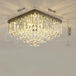 Designer Touch Decorative Contemporary 40CM 50CM Square Crystal Flush Mount Ceiling Lights